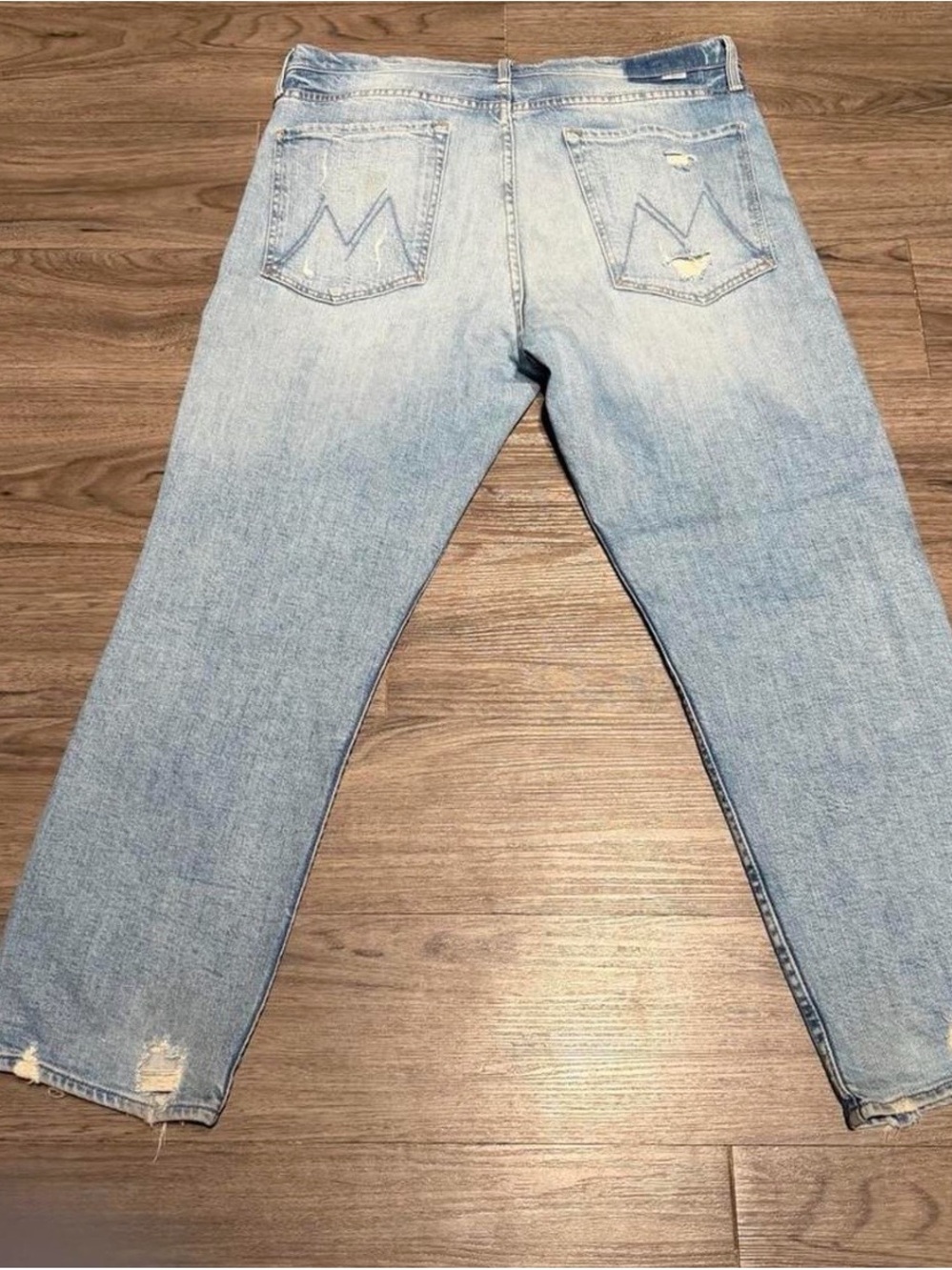MOTHER Light Blue Distressed Relaxed Jeans - Picture 3 of 5